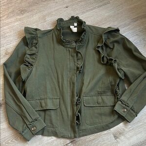 Anthropologie Dolan Ruffled Green Jacket